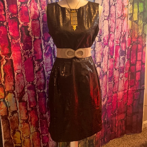 Retro Chocolate Brown Pencil Dress US M - Picture 1 of 6